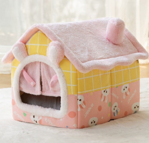 Foldable Doghouse Pet Cat Bed Winter Dog Villa