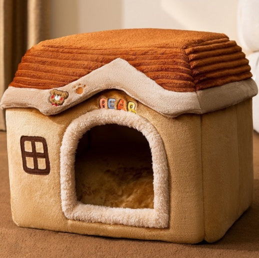 Foldable Doghouse Pet Cat Bed Winter Dog Villa