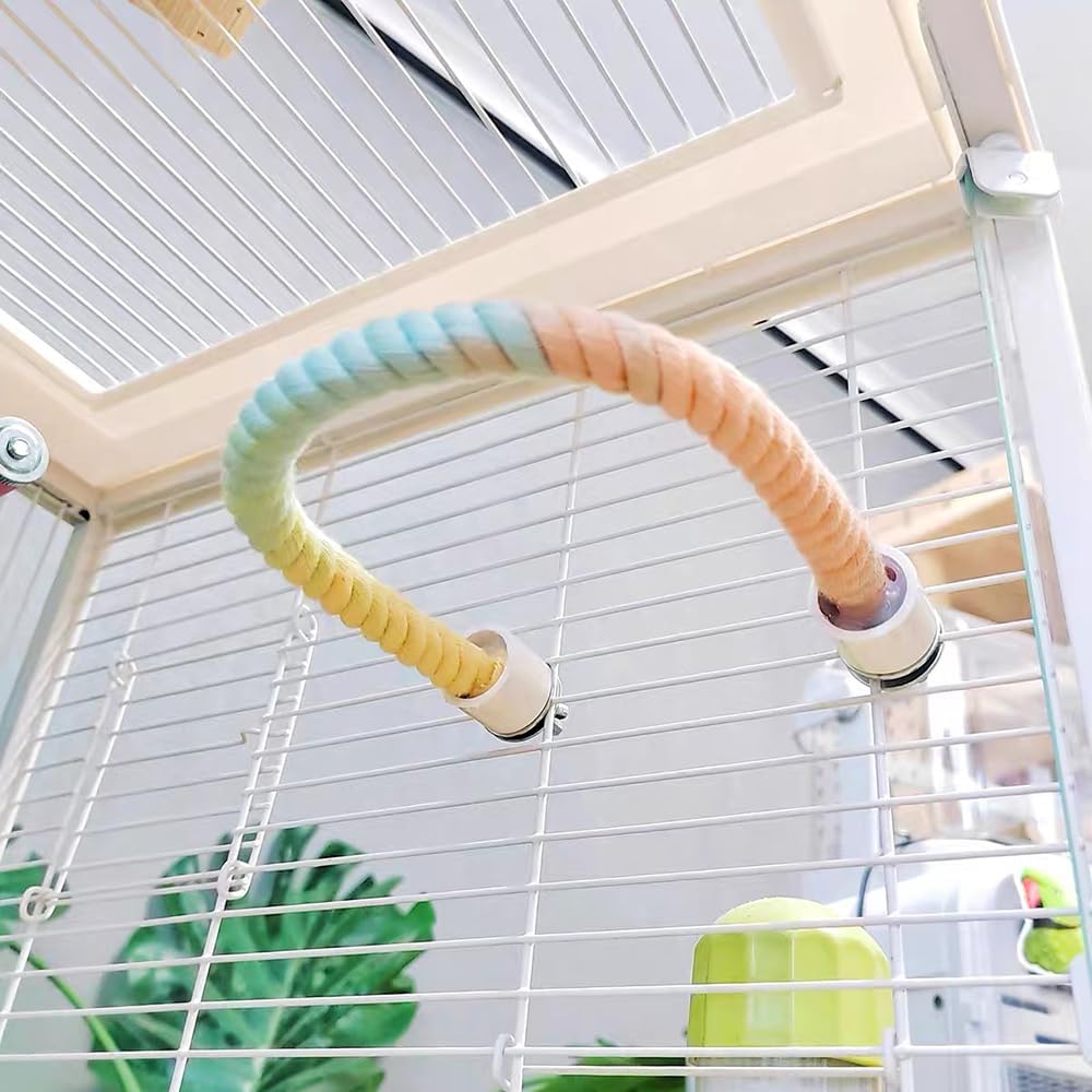 Gradient Colorful Bird Rope Perch Stand for Bird Cages