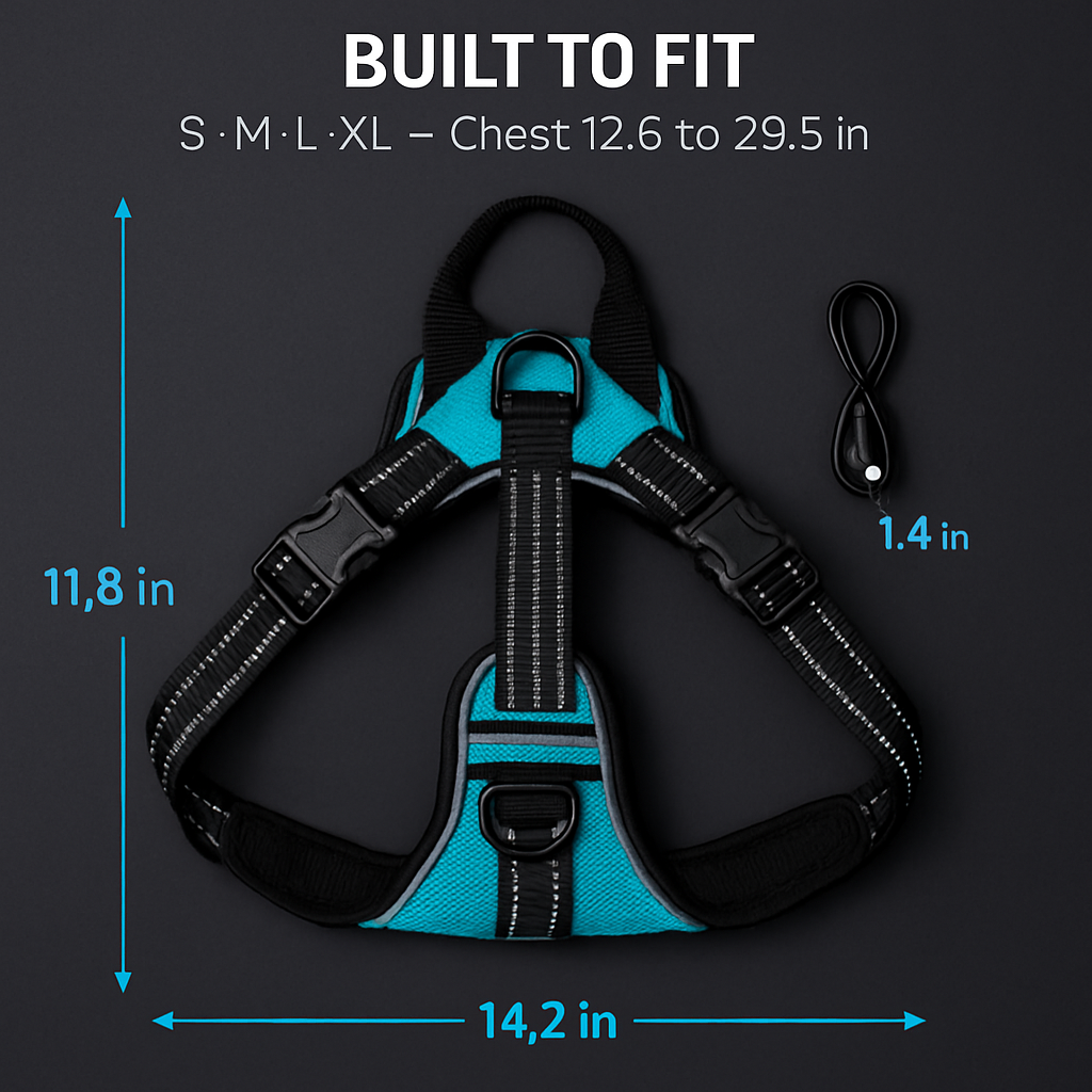 Light Up Dog Harness with Rechargeable LED Lights and Handle