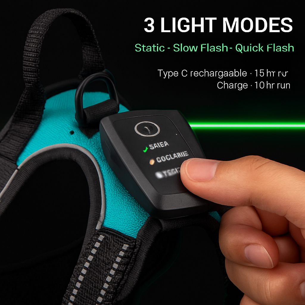 Light Up Dog Harness with Rechargeable LED Lights and Handle