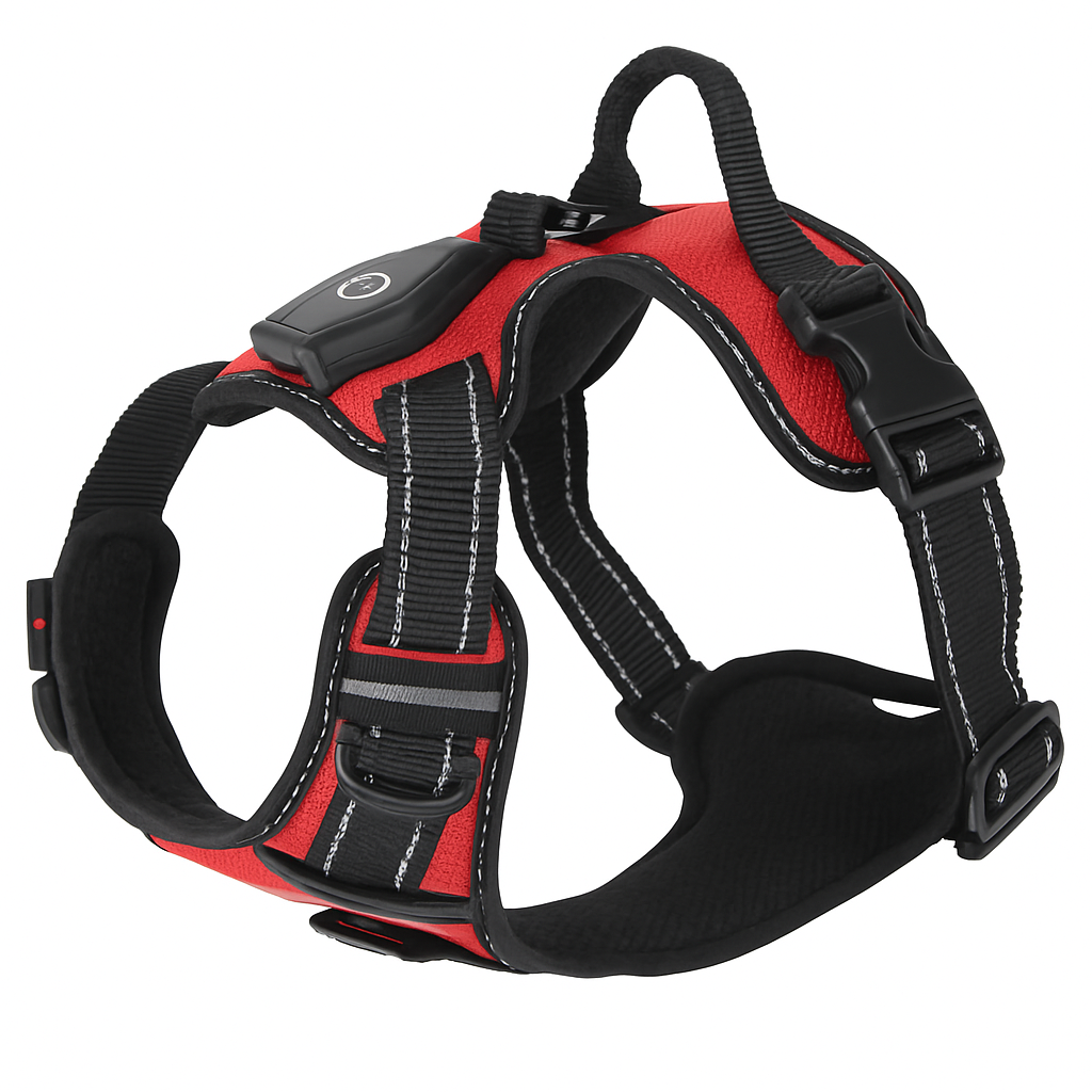 Light Up Dog Harness with Rechargeable LED Lights and Handle