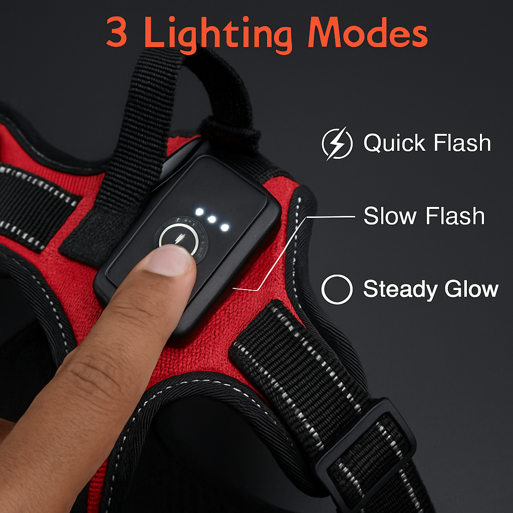 Light Up Dog Harness with Rechargeable LED Lights and Handle