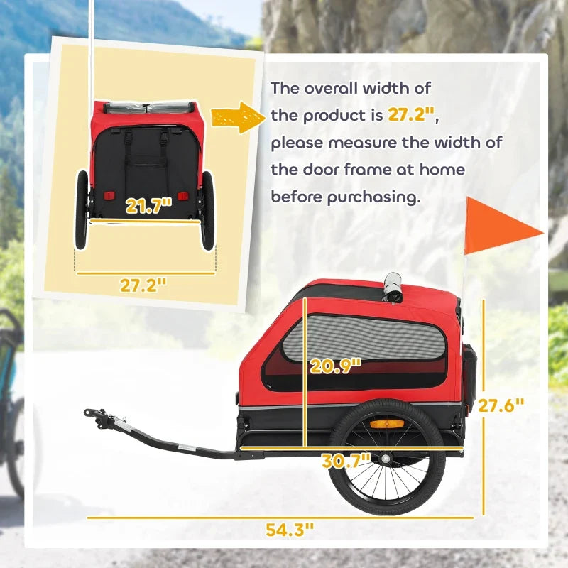 Dog Bike Trailer for Small & Medium Dogs, Universal Bicycle Coupler