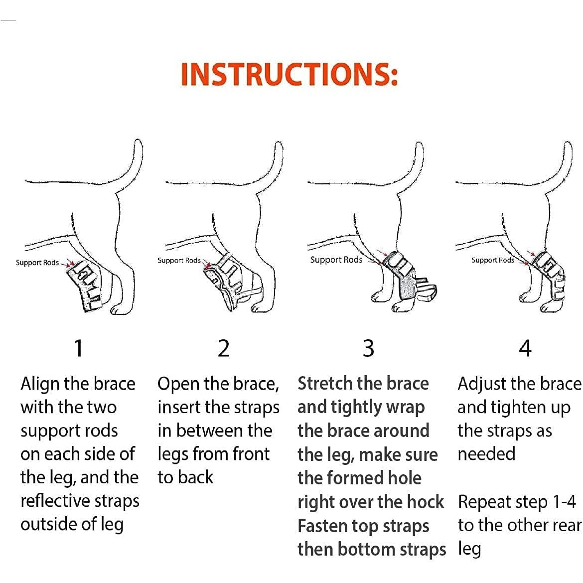 NeoAlly 3-in-1 Long Rear Leg Hock Brace - Rigid and Spring Inserts