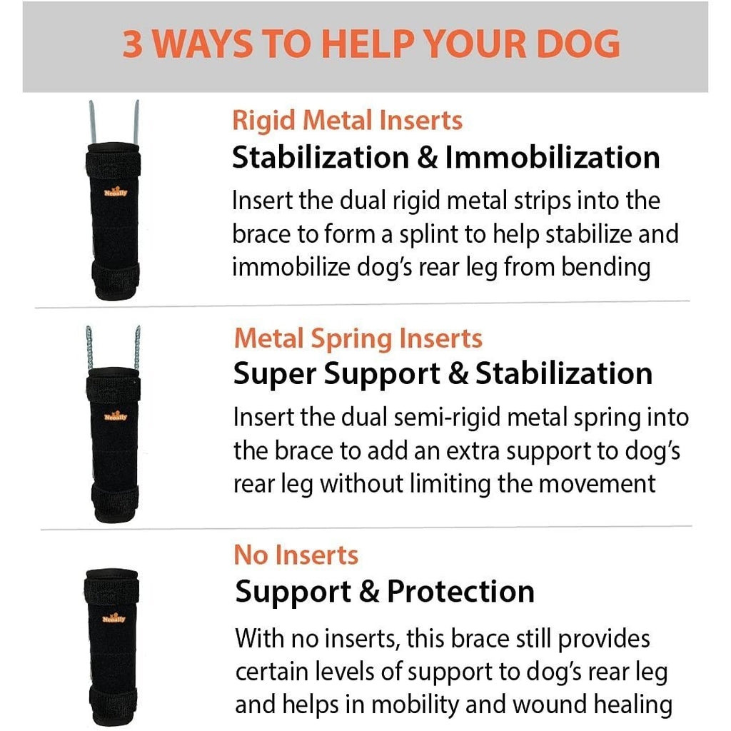 NeoAlly 3-in-1 Long Rear Leg Hock Brace - Rigid and Spring Inserts