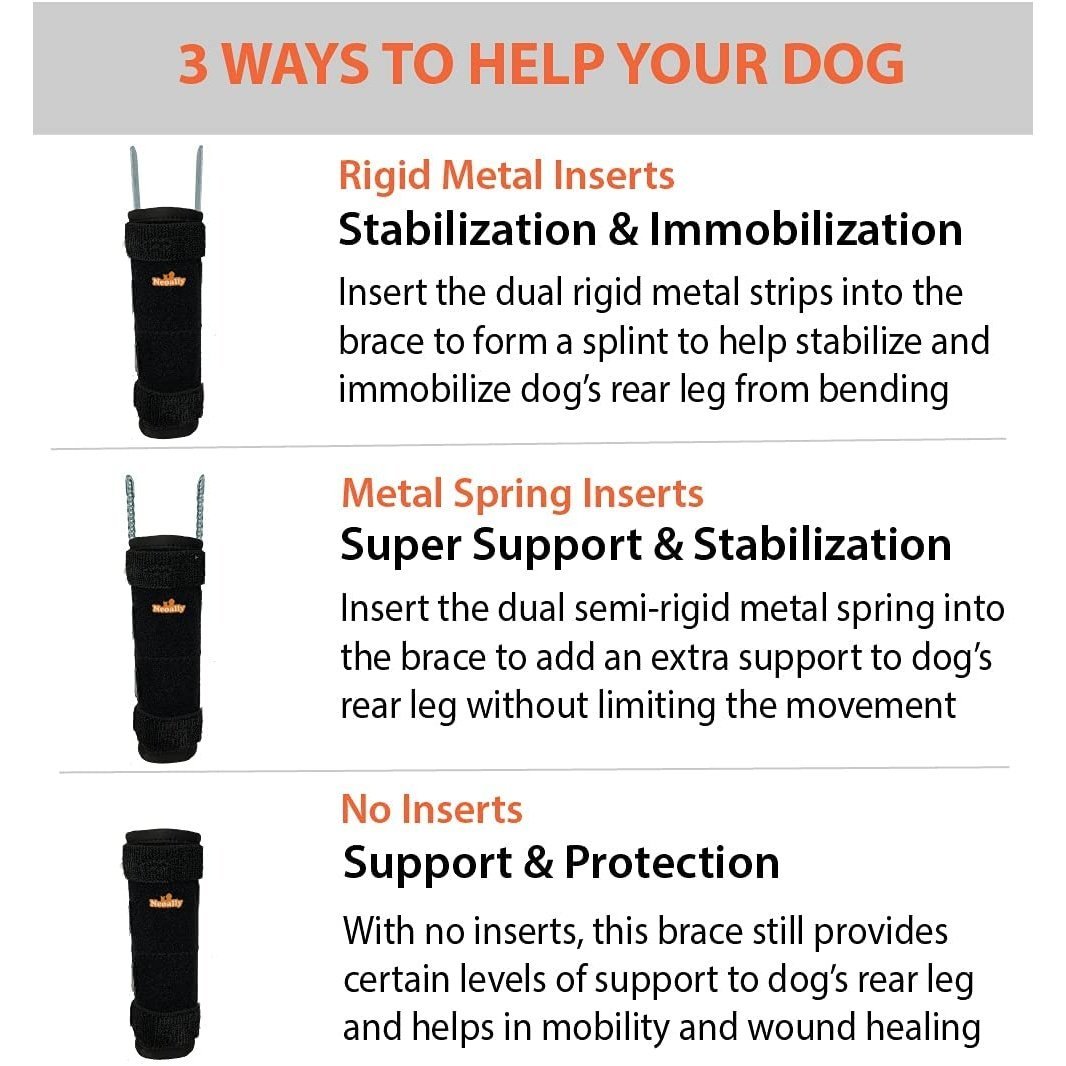 NeoAlly 3-in-1 Long Rear Leg Hock Brace - Rigid and Spring Inserts
