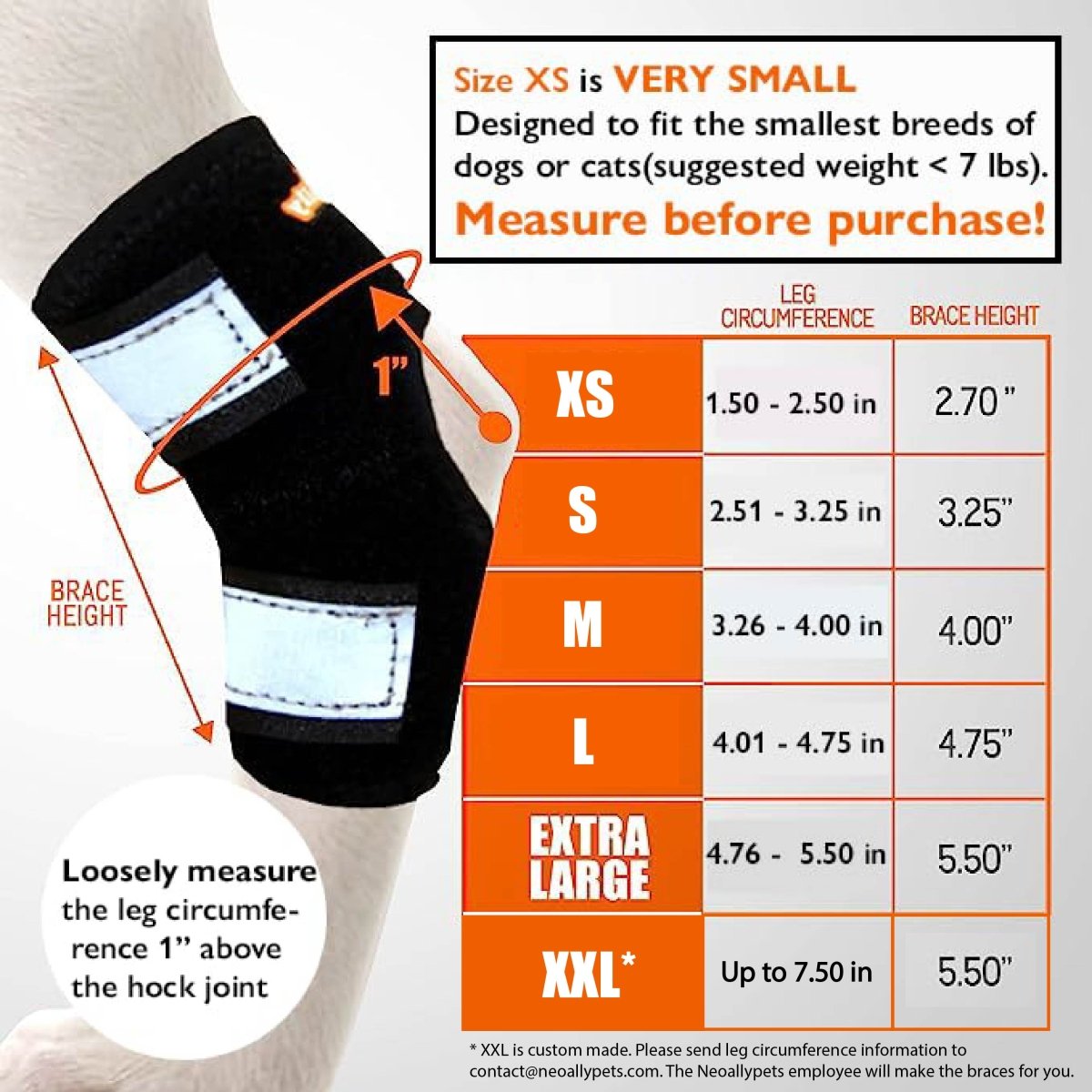 NeoAlly 3-in-1 Short Rear Leg Hock Brace for Smaller Dogs