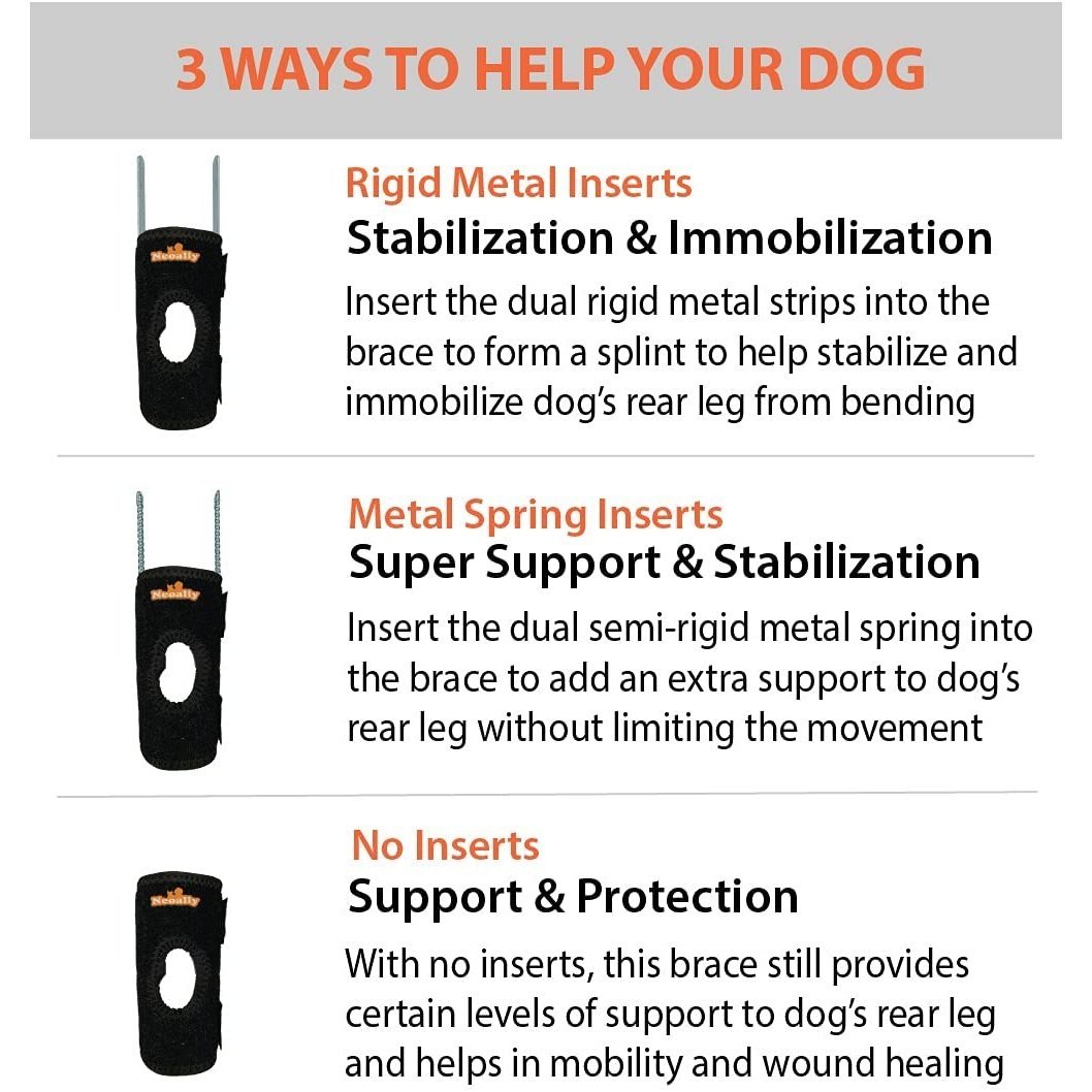 NeoAlly 3-in-1 Short Rear Leg Hock Brace for Smaller Dogs