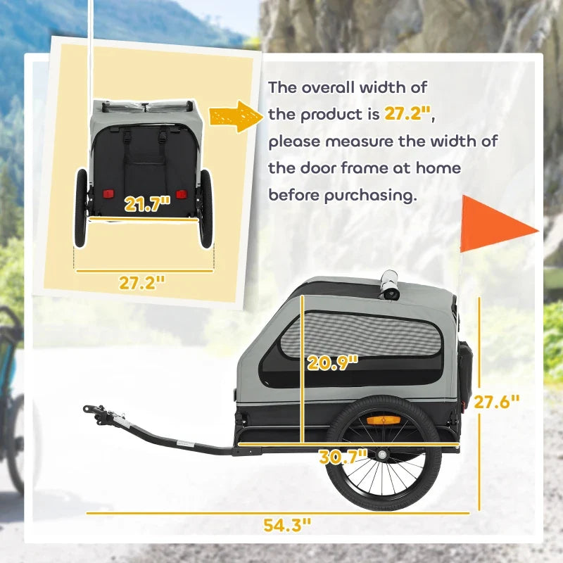 Dog Bike Trailer for Small & Medium Dogs, Universal Bicycle Coupler