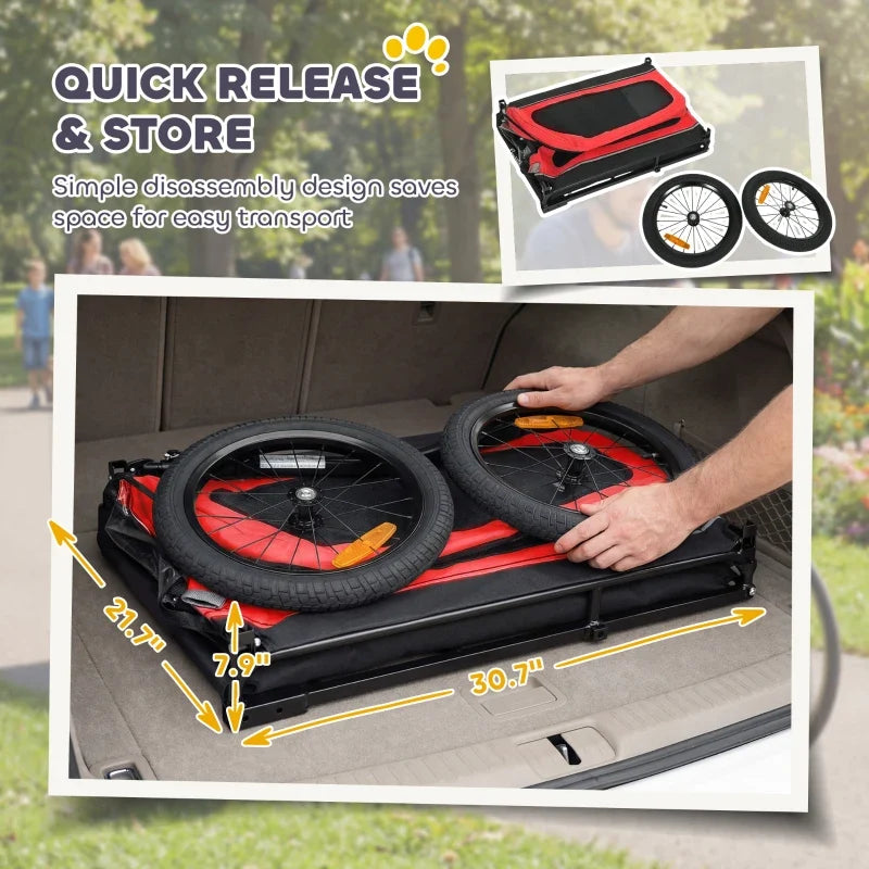 Dog Bike Trailer for Small & Medium Dogs, Universal Bicycle Coupler
