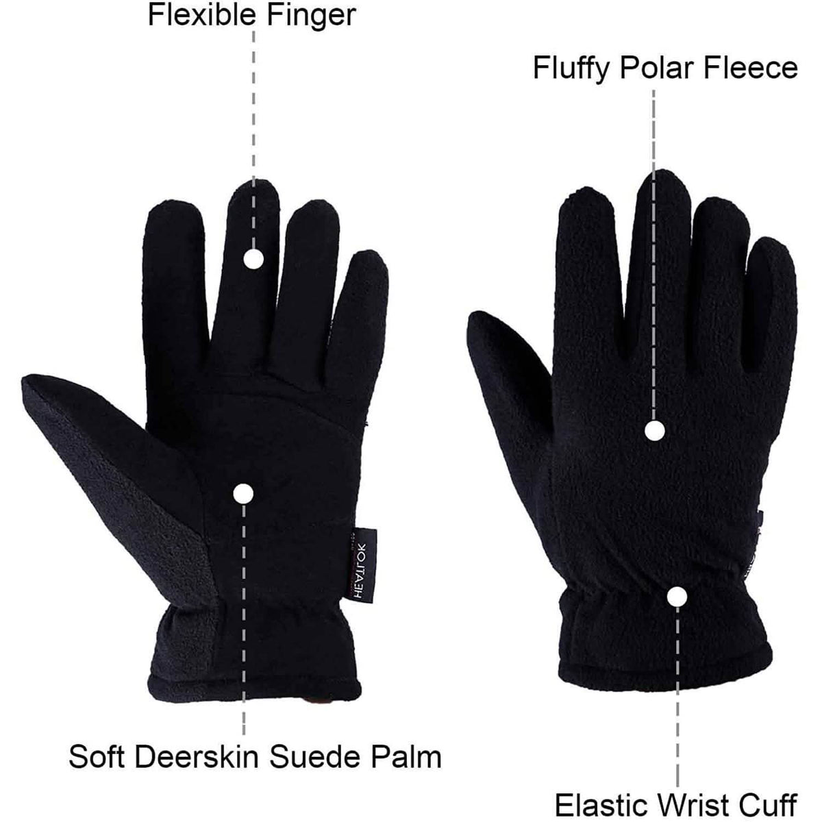 Winter Gloves Deerskin Suede Leather